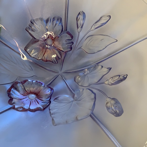 Mikasa Calypso frosted Crystal Walther glass 13” Fruit Bowl with flowers - Picture 4 of 12